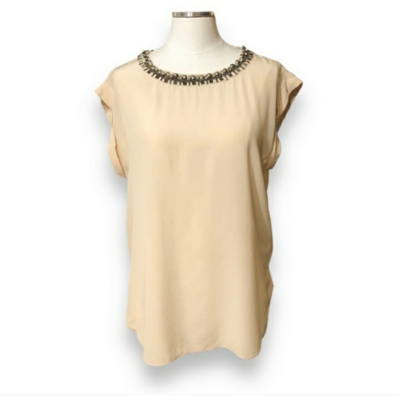 REBECCA TAYLOR Silk Embellished Scoop Neck Top100% - Picture 1 of 9